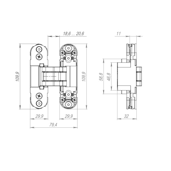 Петля Armadillo (Армадилло) скрытой установки